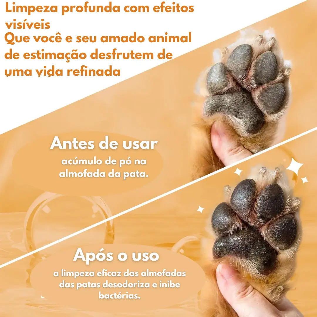 Limpeza das patas do seu animal de estimação sem sabão