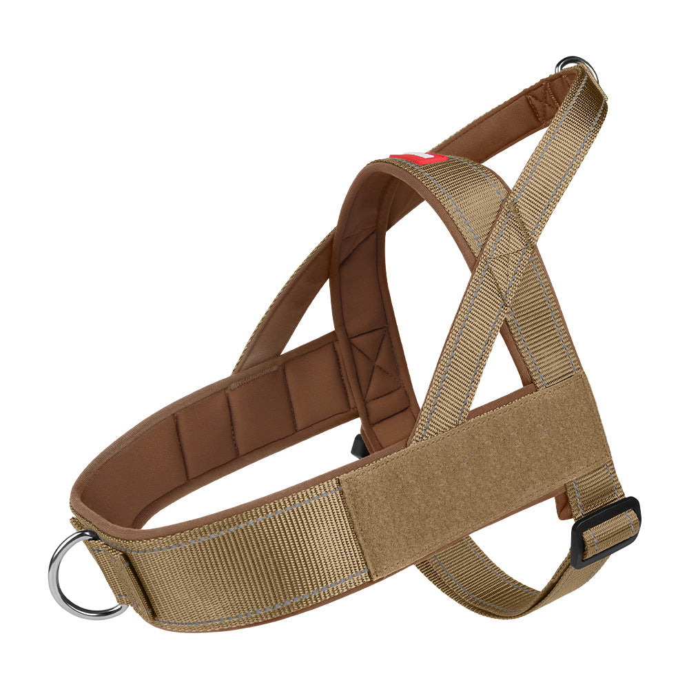 Brown dog harness on a white background