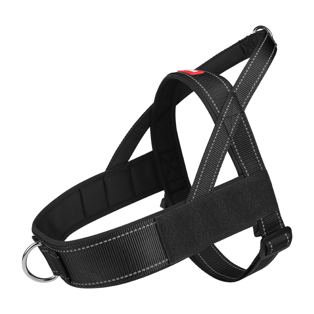 Black dog harness on a white background
